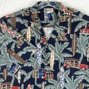 VTG Aloha Republic Mens XL Hawaiian Floral Aloha Y2K Woody VW Surfboard Shirt